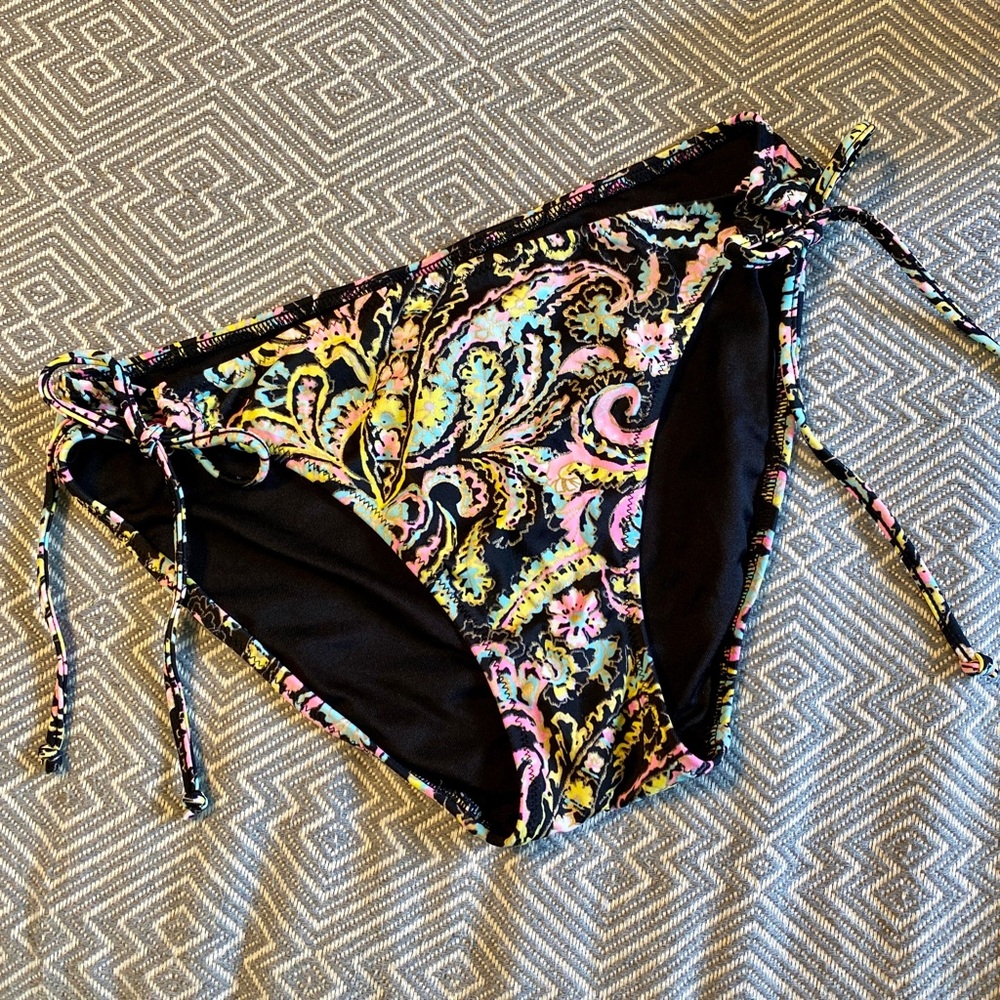 Victoria Secrets Pink Bikini Full Bottom String Black Yellow design small
